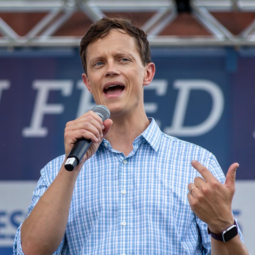 Rob Sand making a speech